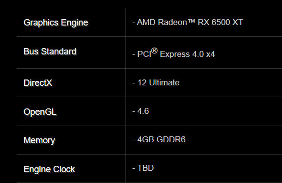 AMD RX6500xt桌面显卡 仅4条PCIe4.0通道，且不支持AV1解码