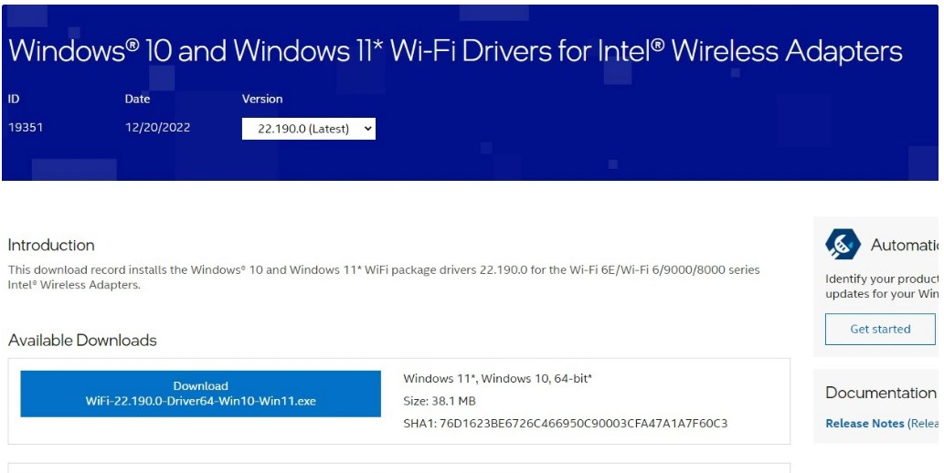 修复导致 Win10 / Win11 设备蓝屏问题，英特尔发布 Wi-Fi 驱动 22.190.0 更新