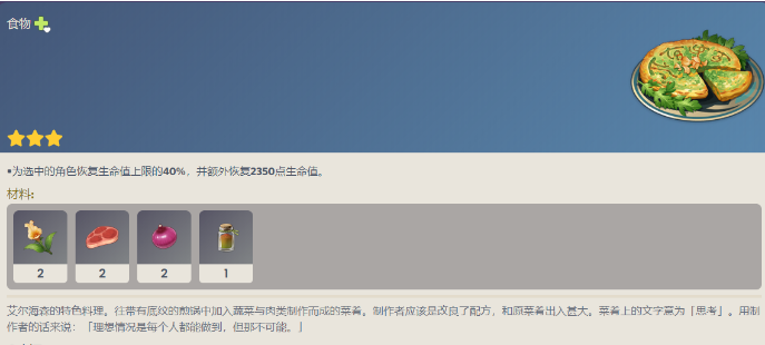 原神理想情况食谱配方介绍