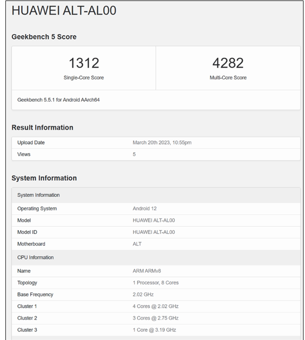 华为matex3geekbench5跑分是多少