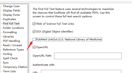 endnote关闭pubmed链接方法